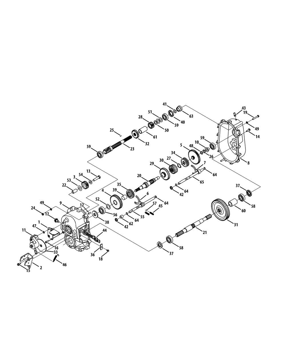Transmission Diagram and Parts List for 465 4X4-EFI-1H030Z-1G192Z-37BMD710 Cub Cadet Lawn Tractor Accessories